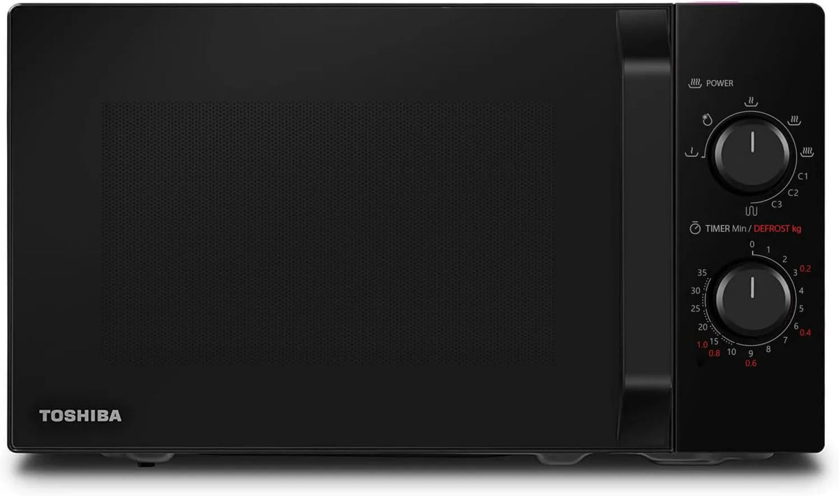 Toshiba MW2-MG20P 3-em-1 Microondas, 20 L, 800/1000 W, temporizador, grelha, microondas, preto, 5 Níveis de Potência Ajustáveis, Grill 1000 W