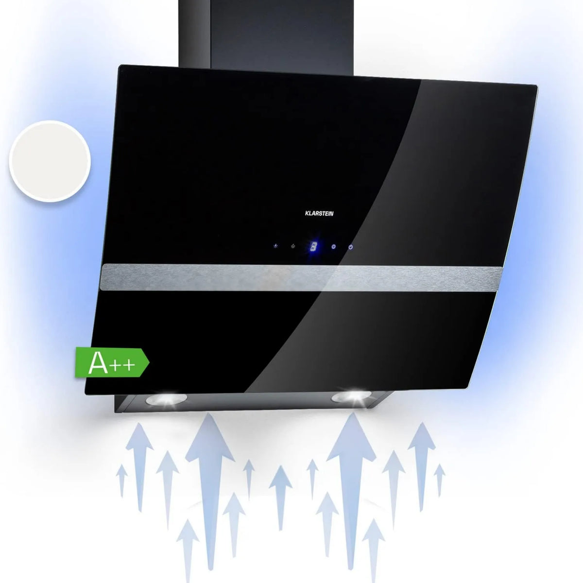 KLARSTEIN exaustor de sucção, 60cm, 591m3/h, classe energética A, capa de cozinha, inclinada, iluminação LED, filtro de capa de alumínio, eficiência