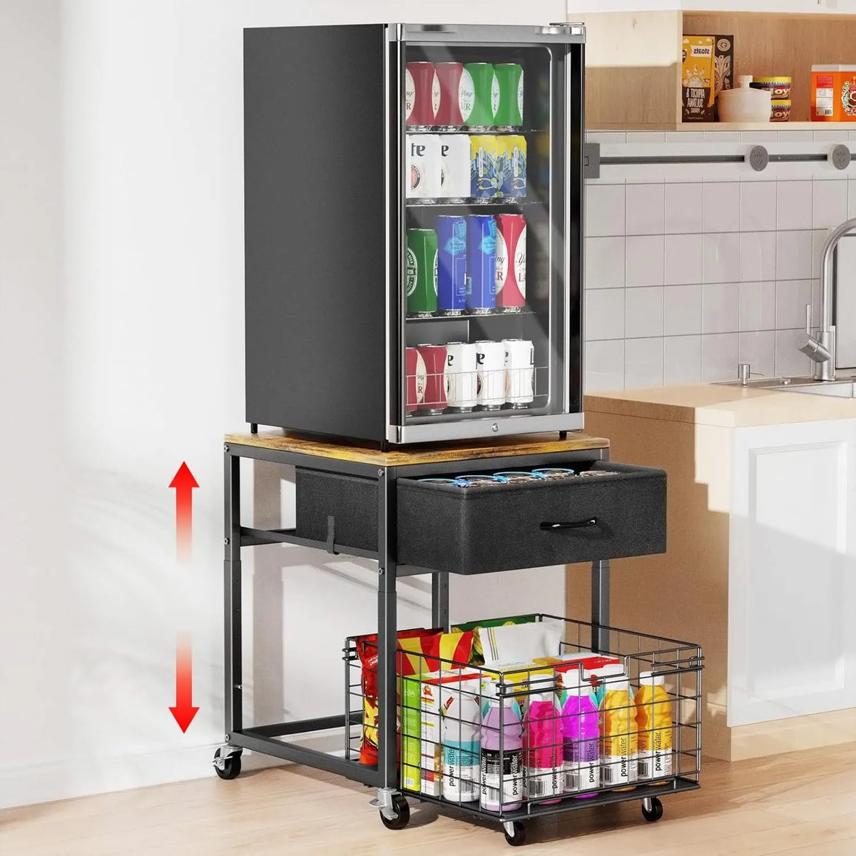 Housolution Frigorífico, Preto, dormitório, Apartamento, Armazenamento adicional para lanches e bebidas, Preto + Marron