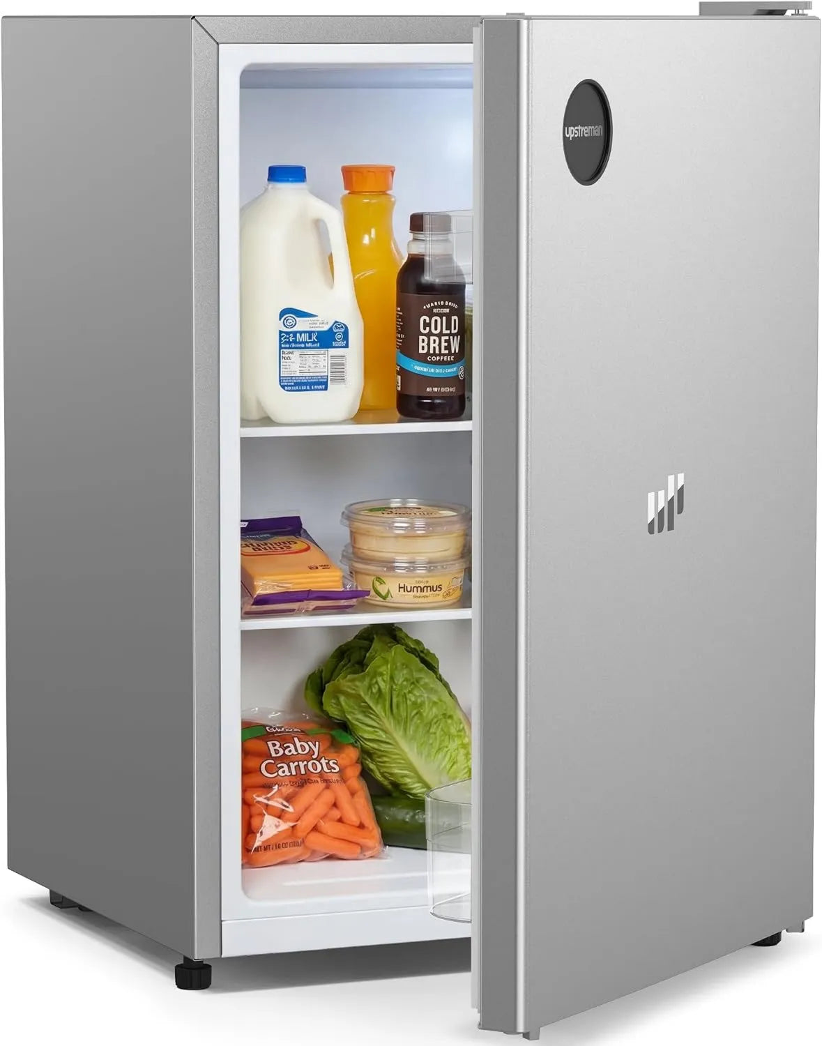 Congelador CR71-Prata, 71 L, 1 a 10 °C, 40 dB, iluminação LED, silencioso, armário congelador, 7 níveis de temperatura 1-10 °C, Upstreman 71L Pequeno