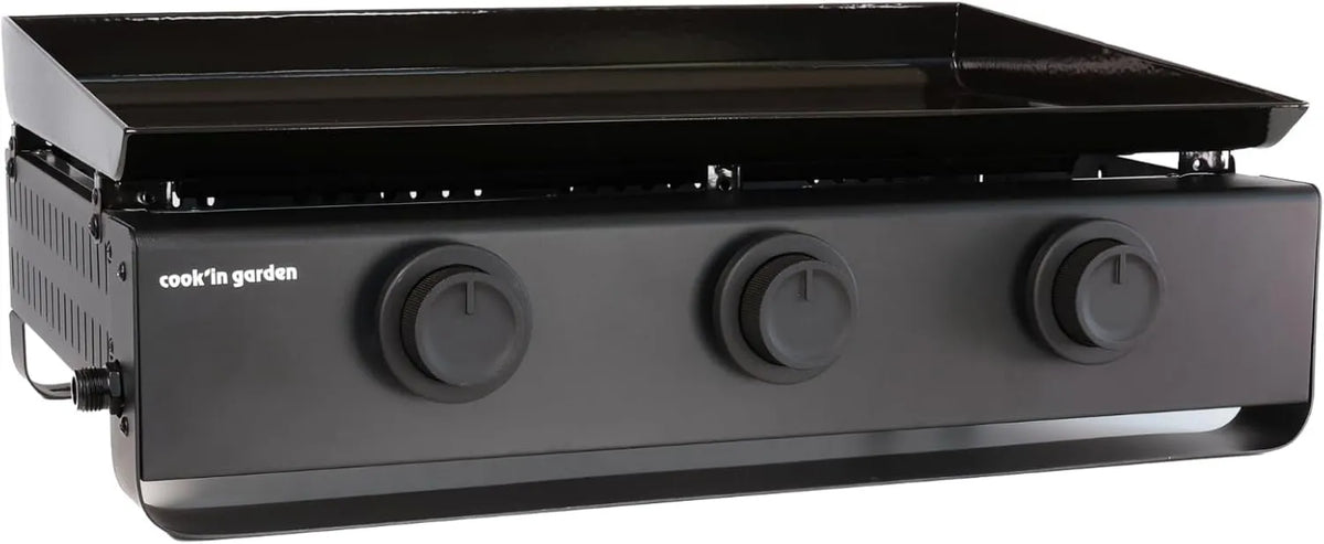 Produto Plancha Gas Tempo, Cook'in garden, 3 queimadores 6 kW, Placa de aço vitrificada, Ideal 10 Pessoas, Bandeja de recuperação de gordura removível