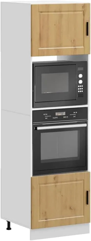 Kaloriko Microondas, 60x57x207 cm, Forno armários em madeira engenharia carvalho Artisanal Porto 60x57x207 cm 2 pcs com pés ajustáveis Forno de armazenamento