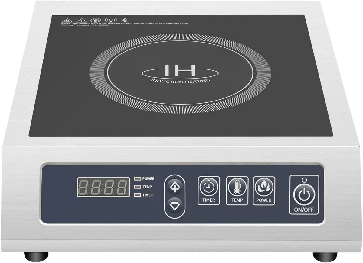 KigerNee Utensílio de cozinha, 3500 W, profissional, aço inoxidável, 11 níveis de potência, ecrã LED, placa de indução comercial 3500