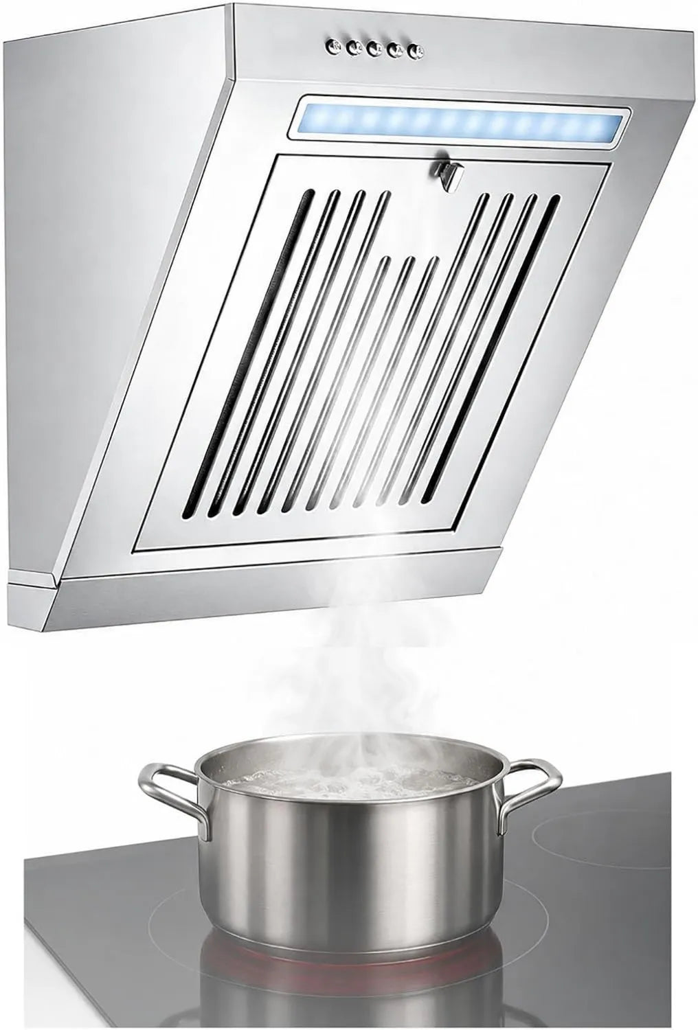 QINPI W500 exaustor de vácuo, capa de cozinha, inclinada, iluminação LED, removível, iluminação LED e W500 mm diferencial parar