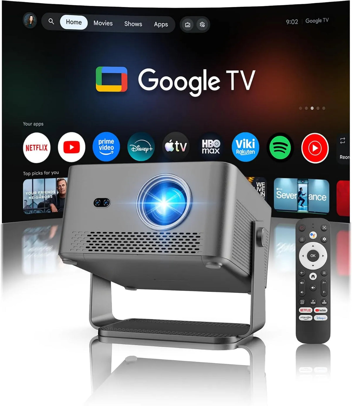 Google 1080P HY450GT Smart TV, TV, Wi-Fi, Bluetooth, Nativo 800 ANSI, 15W coluna, Smart Projector, Cinema Magcubic HY450GT