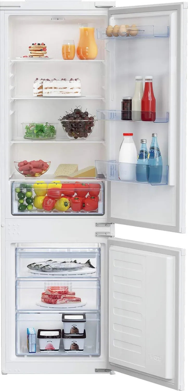 Beko BCSA285K4SN Frigorífico combinado, 271 L, 35 dB, classe E de energia, inversor, encastrado, frigorífico com congelador, + 78L, Zona 0°C