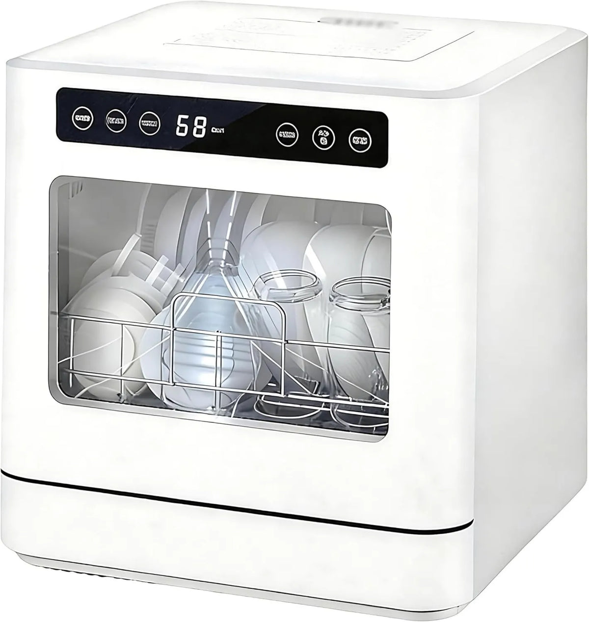 QIUNAOZI Máquina de lavar loiça, portátil, jacto duplo 360°, temperatura máxima 75°C, lavar 8 bols e placas, adequado para 2-4 pessoas, alta função