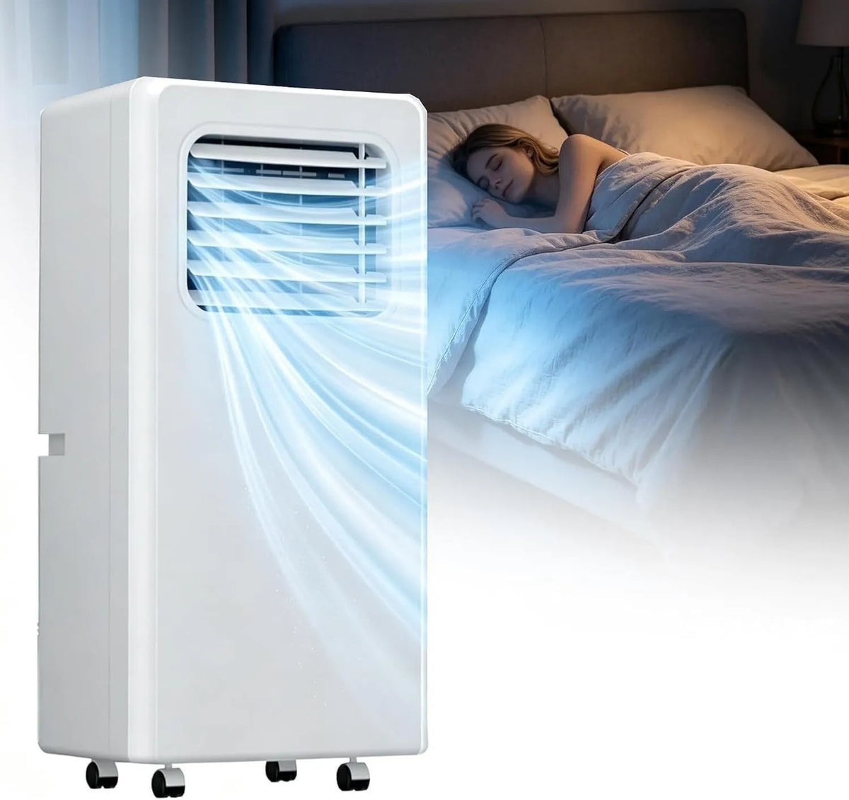 HUANQIN 24-H 10000btu ar condicionado, portátil, temporizador, stand-alone, 3 velocidades, branco, Mobile ar condicionado 10000 BTU, comando à distância