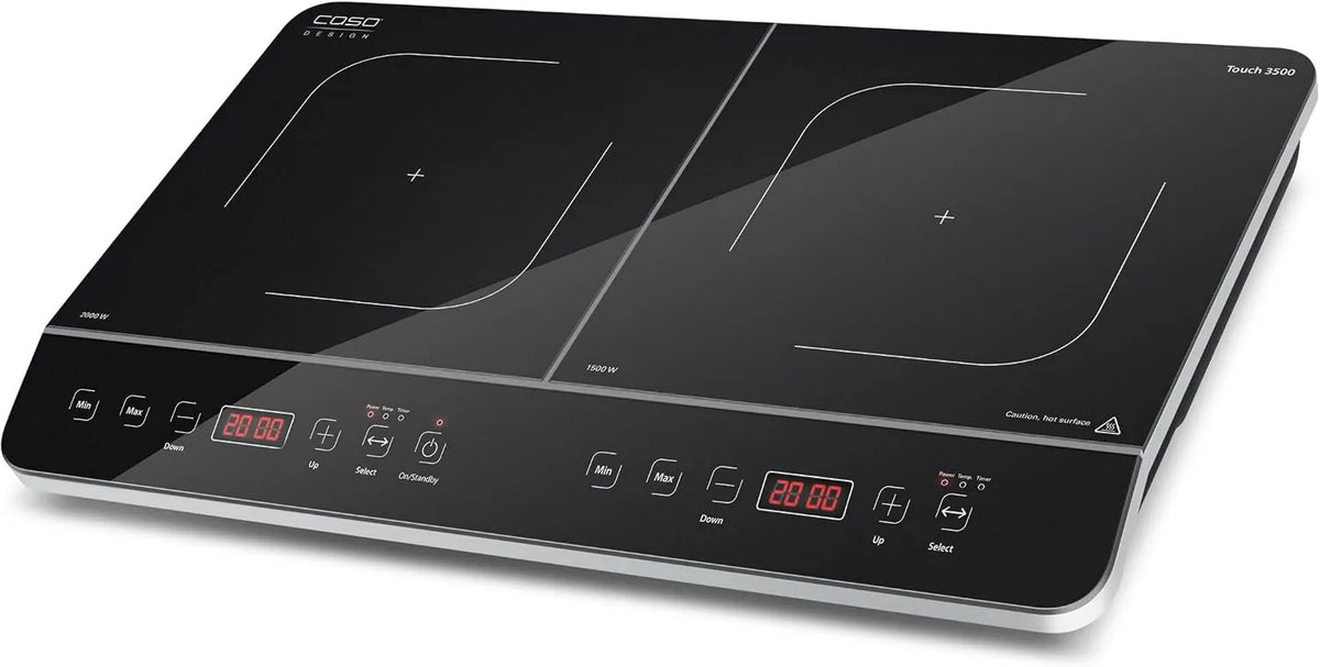 Caso Cooking utensílio, 26 cm, 60-240°C, toque, temporizador, toque 3500 Placa de cocção de indução dupla móvel, Timer 180 min, 3500