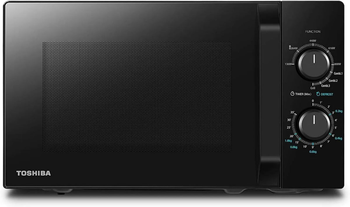 Toshiba MW2-MG20P W, 1000W Microondas, 20 L, 700/1000 W, grelha, microondas, preto, 9 Níveis de energia, lâmpada LED, Fácil descongelamento