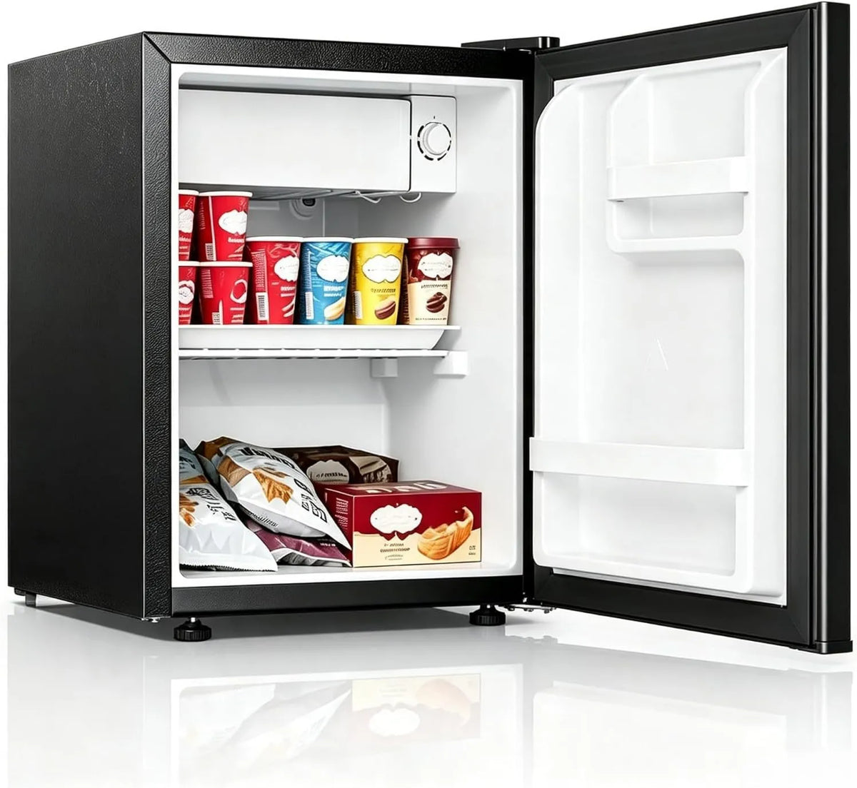RBFGYIOP Congelador, 45, 2 L, 0 a 10 °C, classe E de energia, silencioso, 2 zonas de temperatura, aço inoxidável, porta de aço inoxidável, bar, 2L com mini congelador