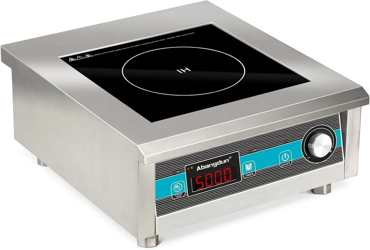 Abangdun Placa de indução 400-5000W, 5000 W, 60 a 260 °C, mesa de indução de cozinha, portátil, profissional, aço inoxidável, 20 Níveis de potência