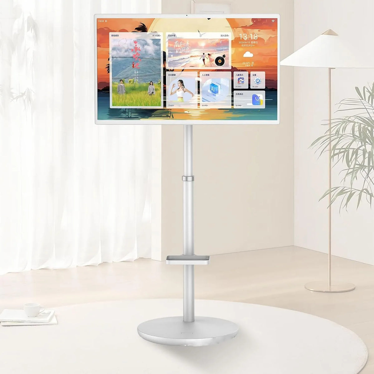 PRECISTECH Smart TV, 32 polegadas, TV, portátil, ao ar livre, rodas em movimento, Android OS, Android Smart Screen, TV sobre rodas