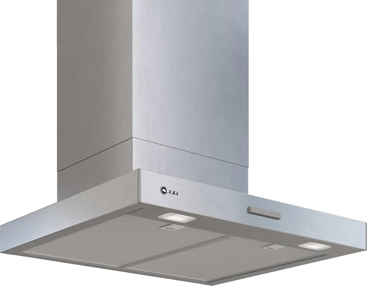 Neff D65BCC2L0 N50 exaustor, 60 cm, capa de cozinha, iluminação LED, instalação de parede, aparência de metal, feita na Alemanha, evacuação ou
