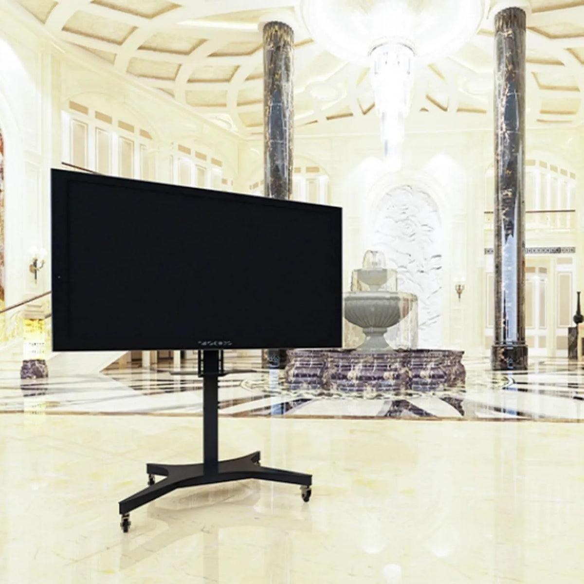 CWCQGH suporte de TV, 75 polegadas, decoração da sala, Suporte de TV motorizado móvel, Chariot com altura ajustável, secretária, sala de reuniões