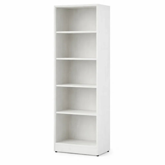 Estantería librería vertical rectangular de MDF blanco con 5 niveles abiertos 60 cm x 30 cm x 180 cm