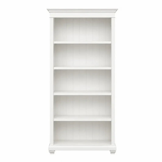 Librería estantería de 5 niveles MDF blanco 80 cm x 30 cm x 180 cm diseño vertical con cornisa y zócalo