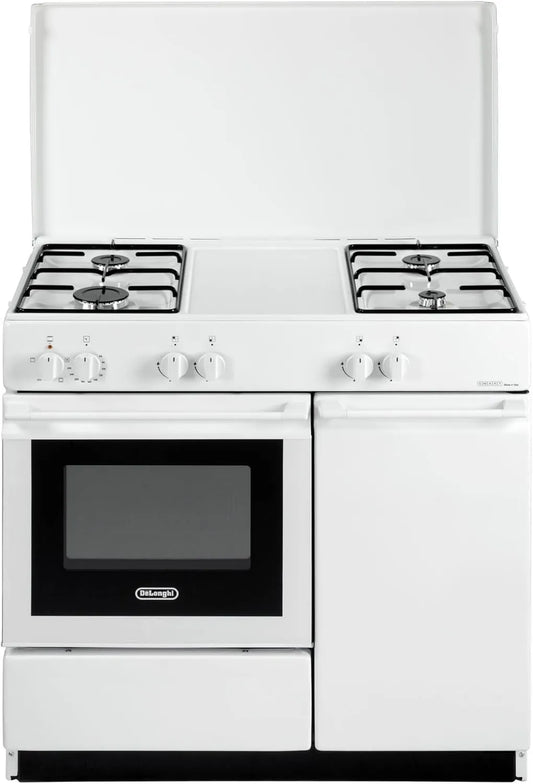 De'Longhi Fogão de gás com forno elétrico SEW8540NEDM, classe E de energia, branco