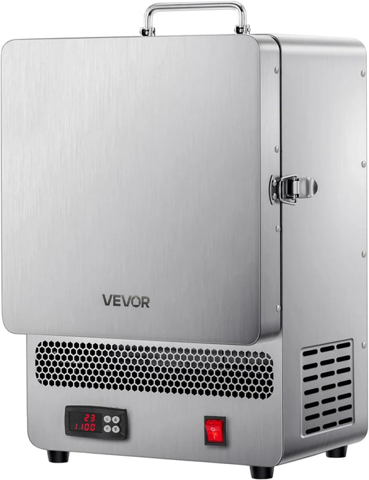 VEVOR Forno elétrico, 1500 W, aço inoxidável, temperatura 1200 °C, metal embebido, para fundição de cera, argila DIY, cobertura sobre cerâmica