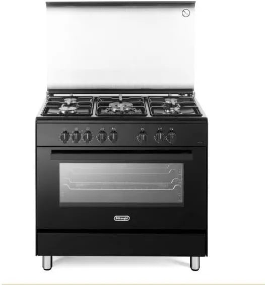 De'Longhi Forno elétrico, 90 cm, 83 L, 5 lareiras, classe energética E, toque, preto, DENN 96 SG Cozinha a gás, pegas Soft Touch, 5 zonas