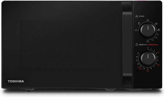 Toshiba MW2-MG20P 3-em-1 Microondas, 20 L, 800/1000 W, temporizador, grelha, microondas, preto, 5 Níveis de Potência Ajustáveis, Grill 1000 W
