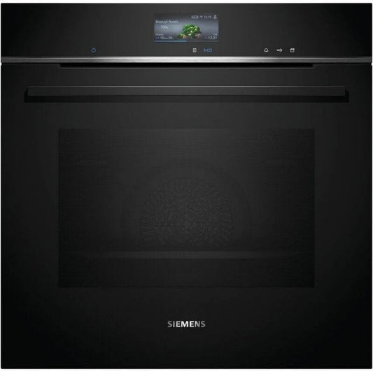 SIEMENS iQ700 HR776G1B1 Forno elétrico, 60 cm, 71 L, encastrado, toque, travamento, Home Connect, preto, TFT Touchdisplay, 19 Heizarten