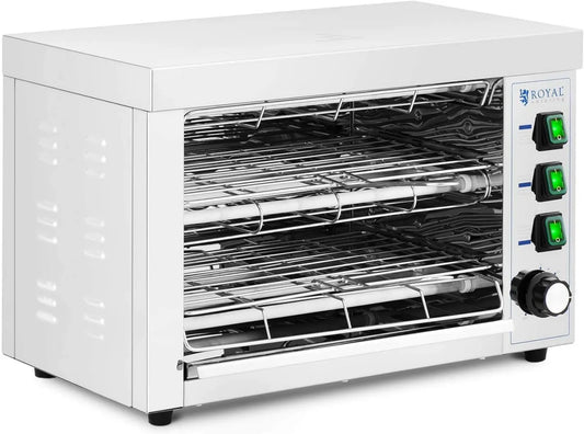 Royal Catering Forno elétrico, 150 W, Royal RCPES-340, grelha, profissional, catering, aço inoxidável, 0-30 min, 3 150 W, recipiente de coletor