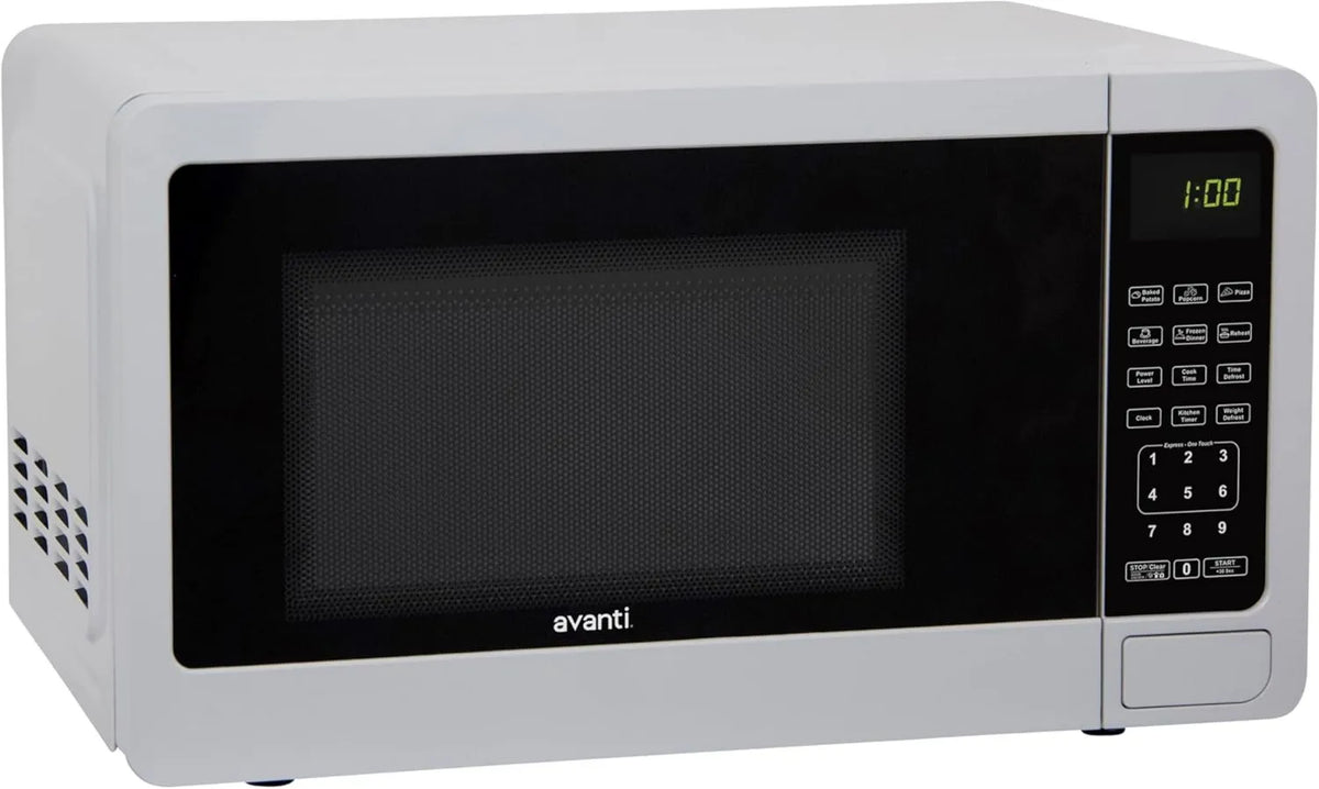 Microondas, 700 W, Avanti MT7V0W, branco, de descongelamento rápido, painel de controlo eletrônico e bandeja de vidro rotativo