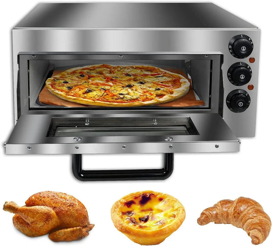 xSDAJSD Pizza forno elétrico, 14 polegadas, profissional, restaurante, aço inoxidável, bancada forno elétrico para Pizzas e Lanches, Single floor