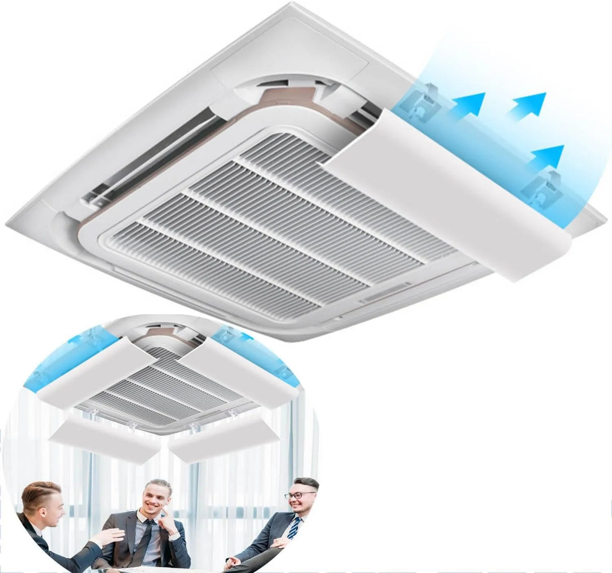 OAUKA Ar condicionado 53cm, 21inch, 21 polegadas, Branco ABS Material, 4 pcs, ajustável Impedi ar de soprar à direita, ar condicionado Deflector para ar condicionado