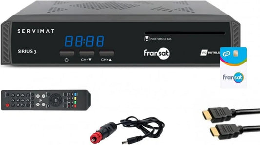 Smart TV PC6, 12 V, TV, HDMI, Servimat Pack HD TV por satélite Receptor + PC6 Fransat Card + cabo HDMI + cabo 12V