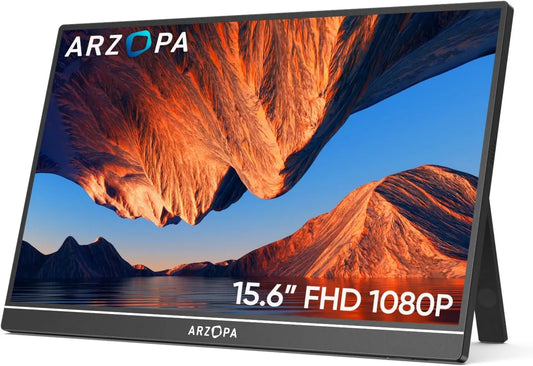 ARZOPA Portátil portátil, PC, Mac, PS3, xbox, 15, 6 polegadas, Full HD, placa IPS, HDMI, USB, 6' 1920 x 1080 FHD IPS para portátil portátil com