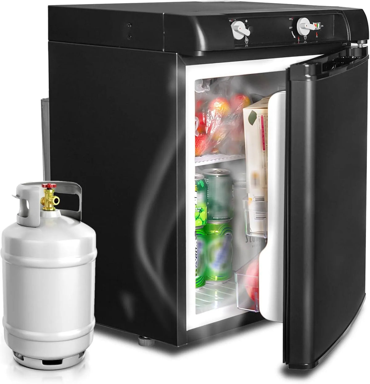 Frigorífico, 40 L, 0 a 10 °C, 12 V, encastrado, tranquilo, camping, preto, SMETA frigorífico Trimixte 40L, frigorífico 12V 220V Gases, Punhos encastrados