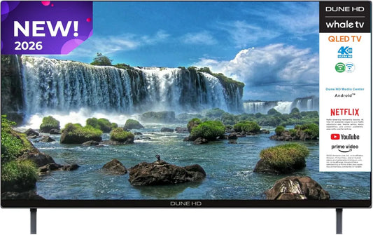 Dune HD Smart TV, 55 polegadas, TV, 4K UHD, QLED, HDR, Android OS, Tecnologia Quantum Dot, HDR10 HLG, 2026, 2+16, Três Tuners DVB-T/T2, S2, Whale OS