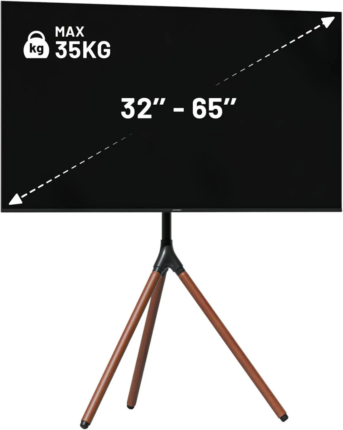 Smart TV JN-3265-TRIWOOD, 65 polegadas, TV, carga de 35 kg Max, JAPANNExT Tripod Mount Wood para TV e ecrã, Altura e Pivô ajustável