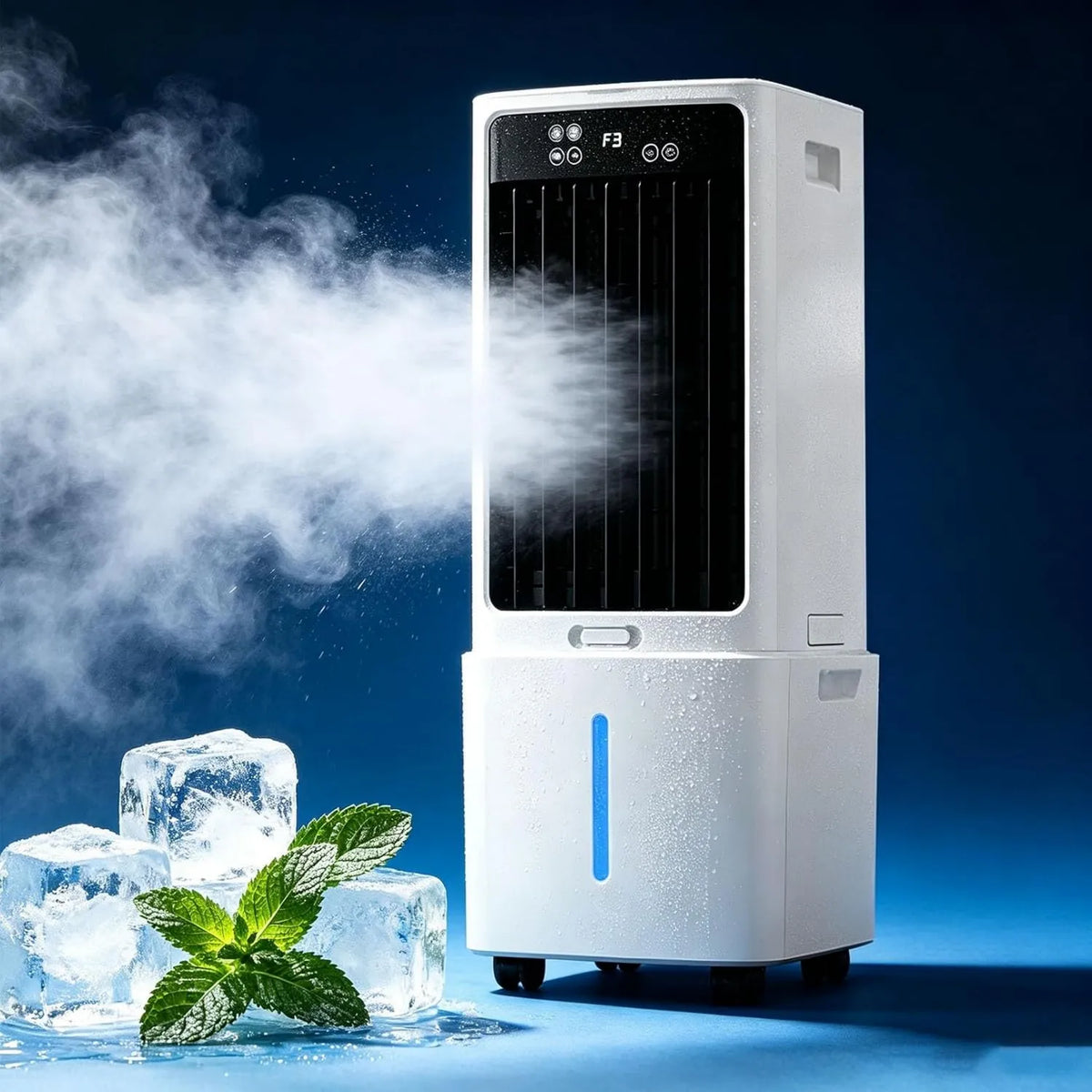 Lsoiup Ar condicionado 3-em-1 12H, 12L, temporizador, 3 velocidades, oscilação, 2 Pães de Gelo, Ar condicionado Móvel sem tubo de exaustão 12L, Ar Refrescante 3-em-1