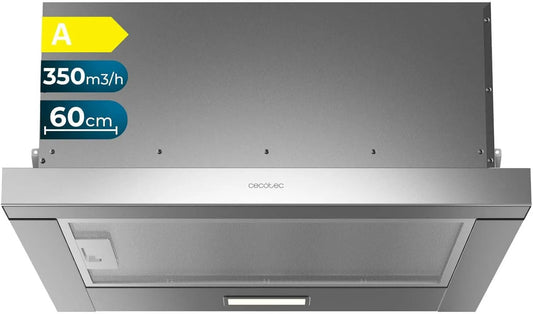 Cecotec Bolero TLM fluxo m3/h exaustor, 60 cm, 350 m3/h, capa de cozinha, aço inoxidável, acabamento em aço inoxidável, 70 W motor, 2 níveis, controlo