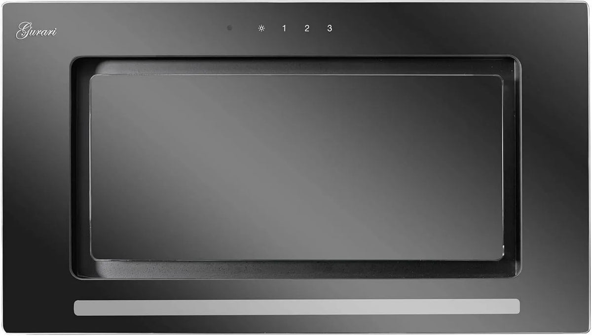 Gurari exaustor, 52 cm, 1000 m3/h, capa de cozinha, 3 níveis, preto, GCH E 217 52 BL Capa de teto Prime, 1000m3, vidro preto, ar viciado