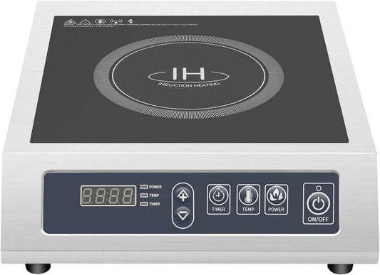 KigerNee Utensílio de cozinha, 3500 W, profissional, aço inoxidável, 11 níveis de potência, ecrã LED, placa de indução comercial 3500