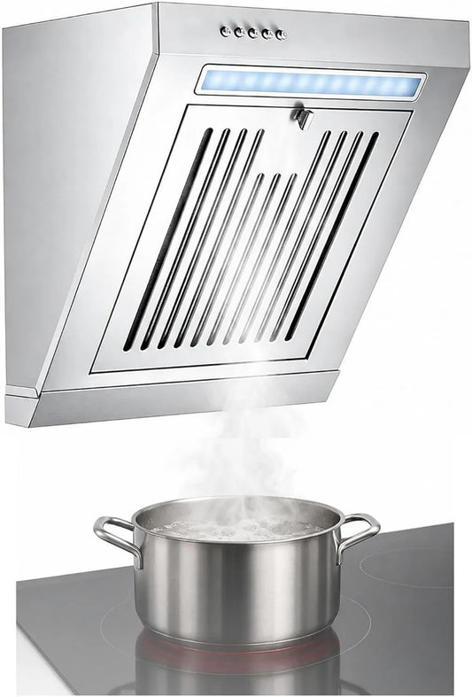 QINPI W500 exaustor de vácuo, capa de cozinha, inclinada, iluminação LED, removível, iluminação LED e W500 mm diferencial parar