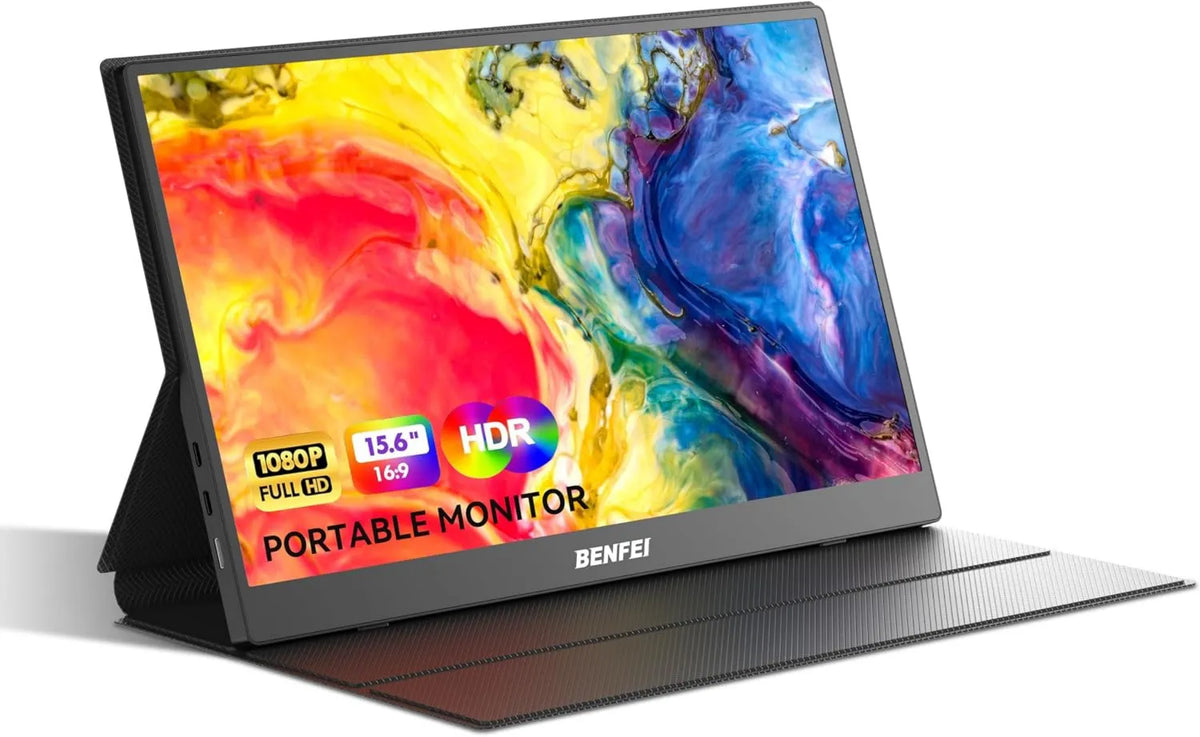 1080P Portable Monitor, PS5, configuração de jogo, HDR, Full HD, placa de IPS, HDMI, USB, ecrã de PC, ecrã portátil 15 do BENFEI, PS5 4, Plug & Play Via