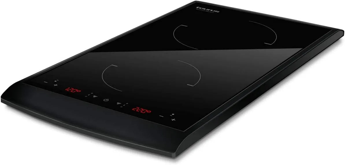 TAURUS Placa de indução de Touro, 600 x 310 x 71 mm, 2 lareiras, 2900 W, placa de cozinha de indução, 2 zonas de temperatura, Diâmetro até 17, 5 cm