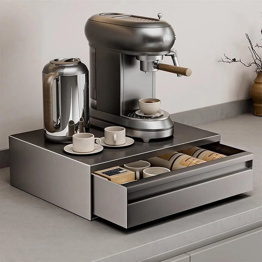 Generic Microondas, 44 cm, cinza, cafés e utensílios de cozinha, suporte de micro-ondas de aço carbono com gavetas extraíveis