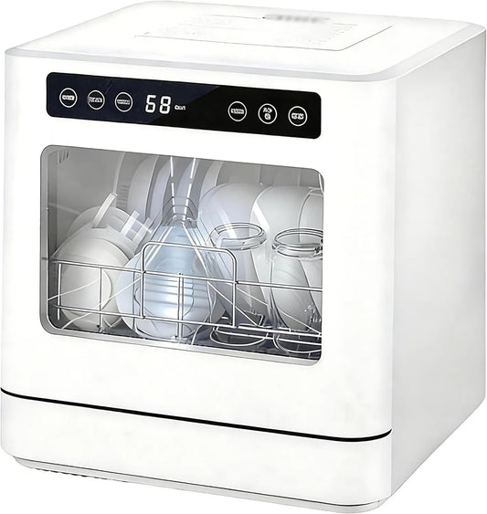 QIUNAOZI Máquina de lavar loiça, portátil, jacto duplo 360°, temperatura máxima 75°C, lavar 8 bols e placas, adequado para 2-4 pessoas, alta função