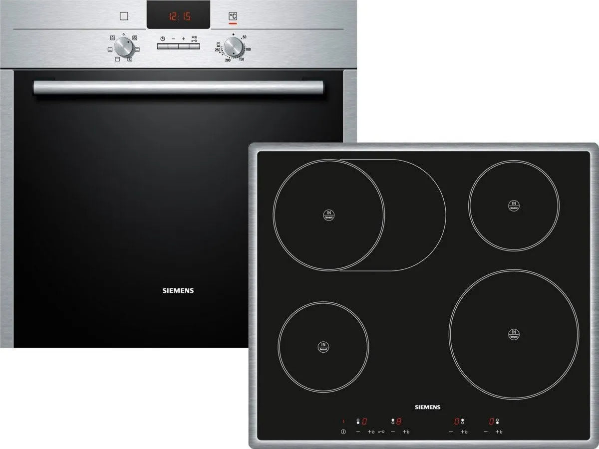 SIEMENS EQ242E200 Fogão de cozinha com forno, encastrado, aço inoxidável, A -20%, 3 extratores telescópicos, placa de assadeira: indução