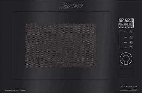 Kaiser Microondas, 25 L, 21 programas, encastrado, travando, grill, pizza, preto, 8 funções especiais, 25L, vidro preto, batata, segurança