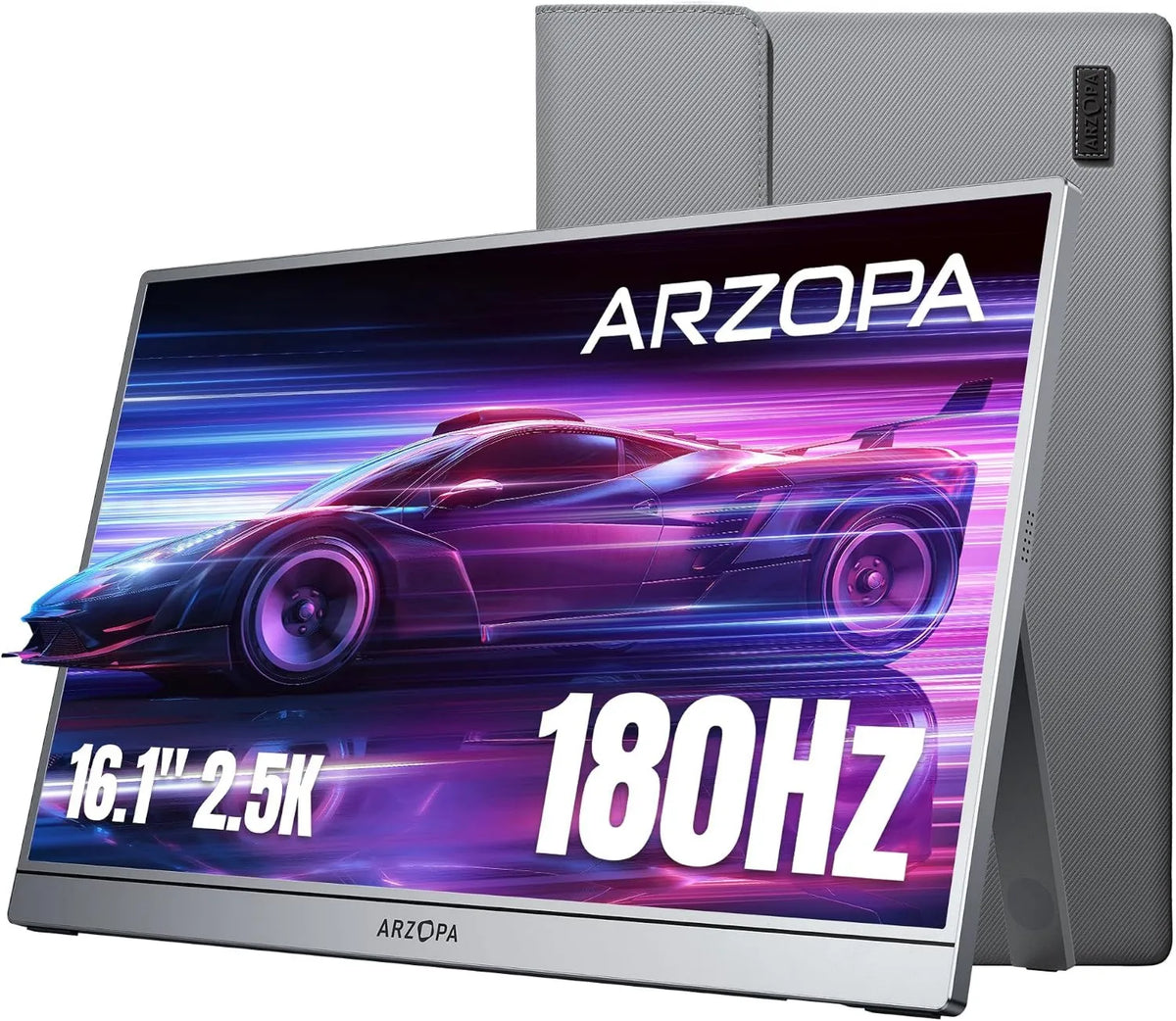 ARZOPA Monitor PS5 Z3FC, 16, 1 polegadas, 2560 × 1440, 180 Hz, configuração de jogo, portátil, HDR, ecrã PC, cinza, compatível com PS5, 1' 2, Mince design