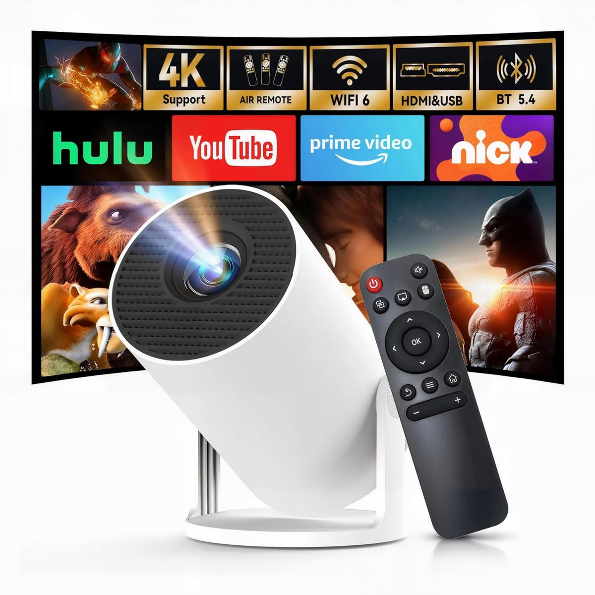 Smart TV 720P HY300Pro, TV, 4K UHD, Wi-Fi, portátil, ao ar livre, Bluetooth, Android OS, WEMI Mini Projetor de vídeo 4K, Espelho Telefone