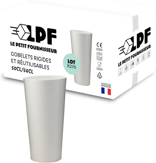 Máquina de lavar loiça 50cl 56cl, Conjunto de 270 Cuplets reutilizáveis, LPF LE PETIT FOURNISSEUR, 56cl com tábua de borracha, polipropileno de plástico de alimentos rígidos