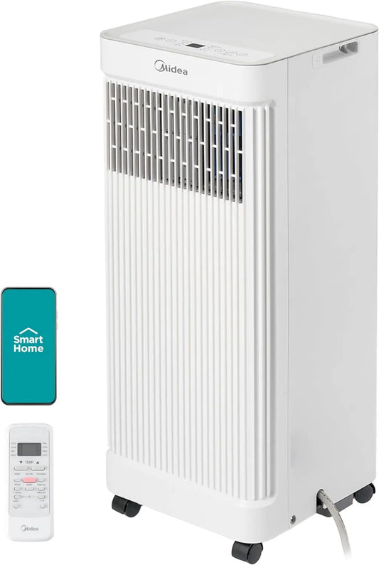 Midea Ar condicionado portátil, 5000 BTU SACC, refrigera até 150 m2, controlo inteligente, com modo desumidificador e ventilador, kit de instalação